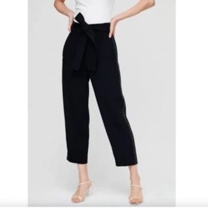 Black Tie waist Pull on Crops